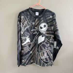 NWT Disney Spirit Jersey Nightmare‎ Before Christmas Long Sleeve Grey Black